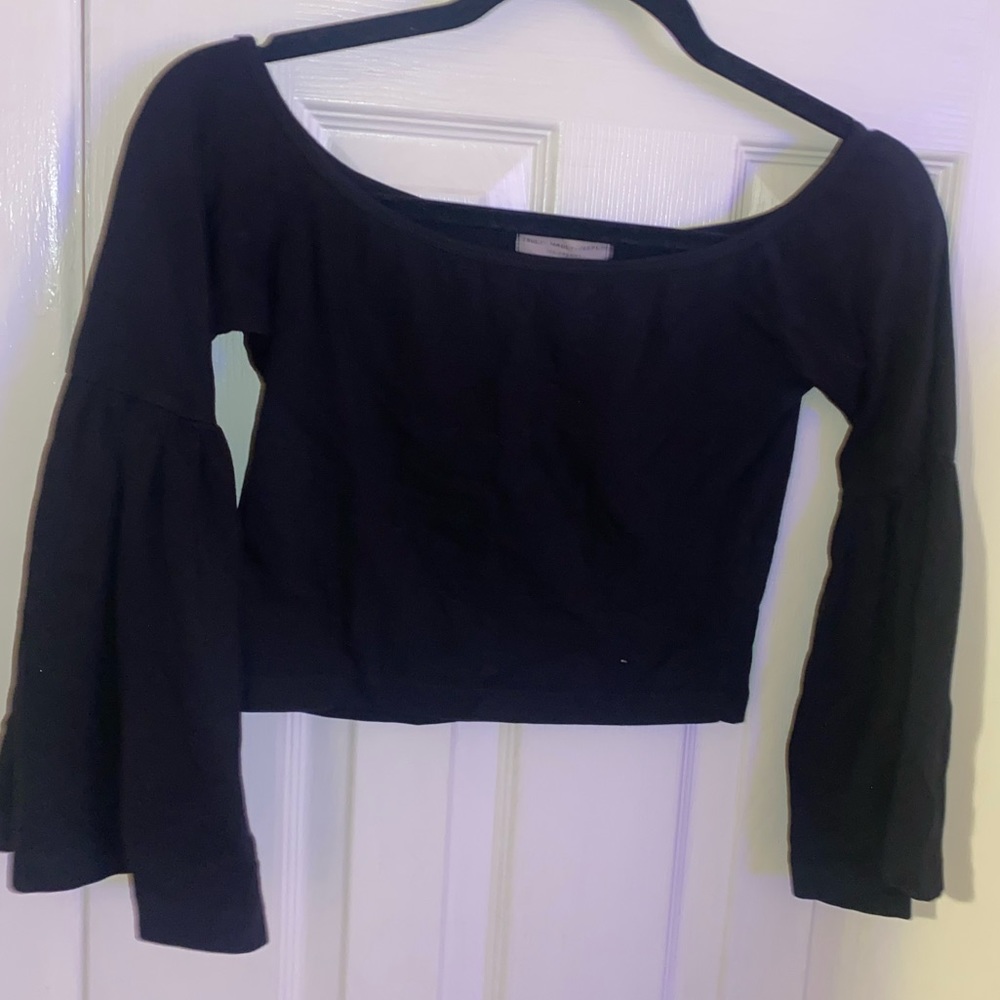 Bell sleeve crop off the shoulder top